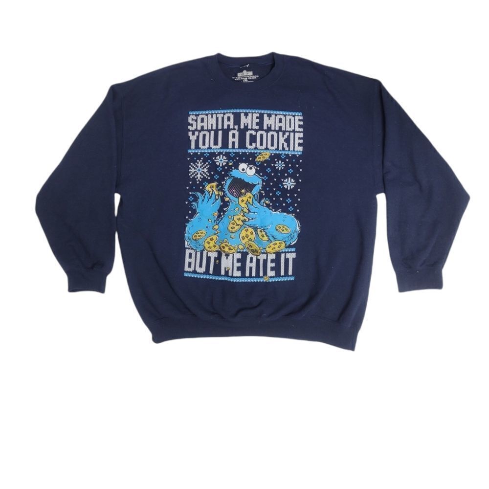 SESAME STREET Cookie Monster Santa crew neck sweatshirt unisex XXL
